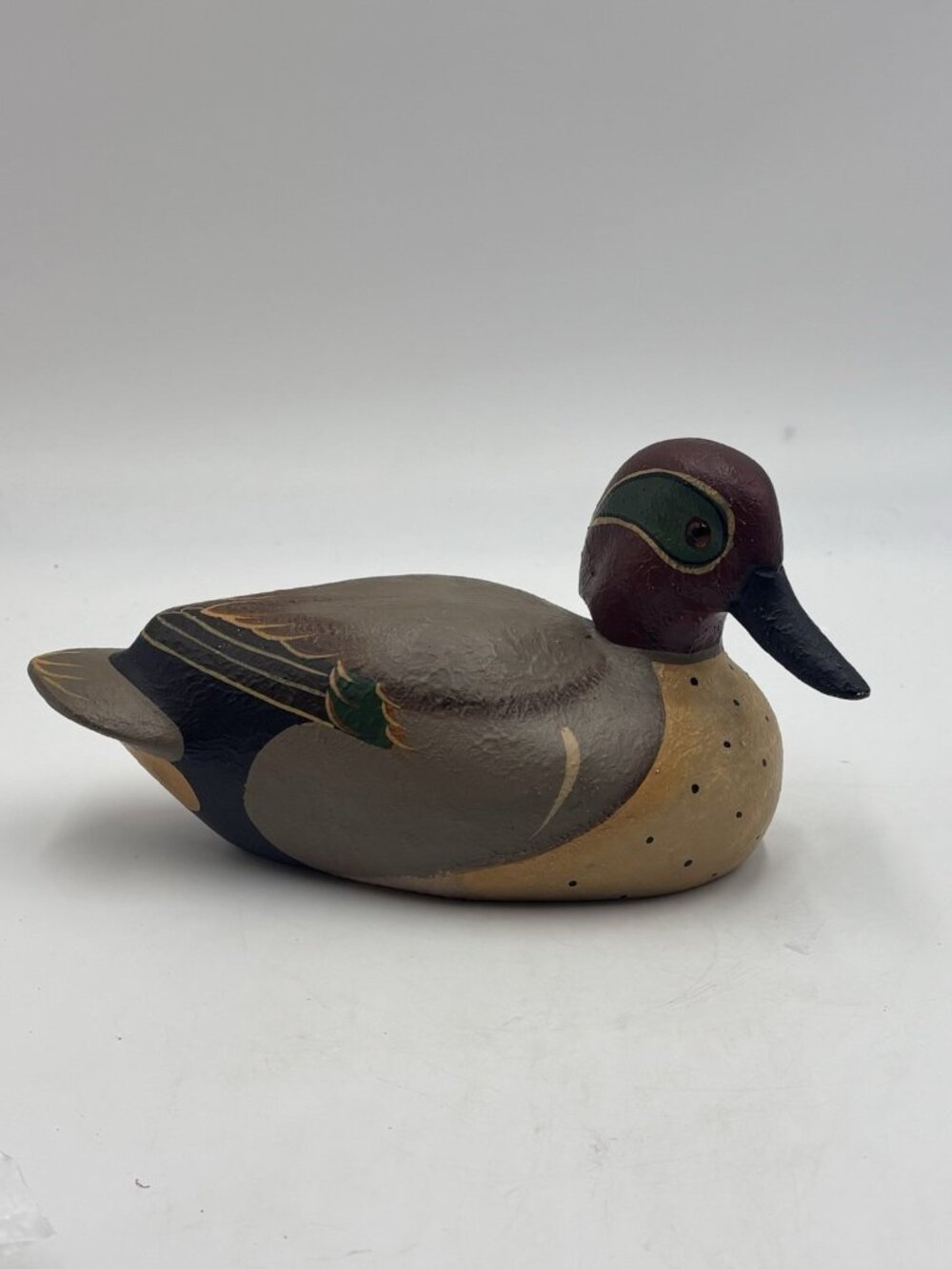 Ducks Unlimited Wooden Green-Winged Teal Drake Duck Decoy
